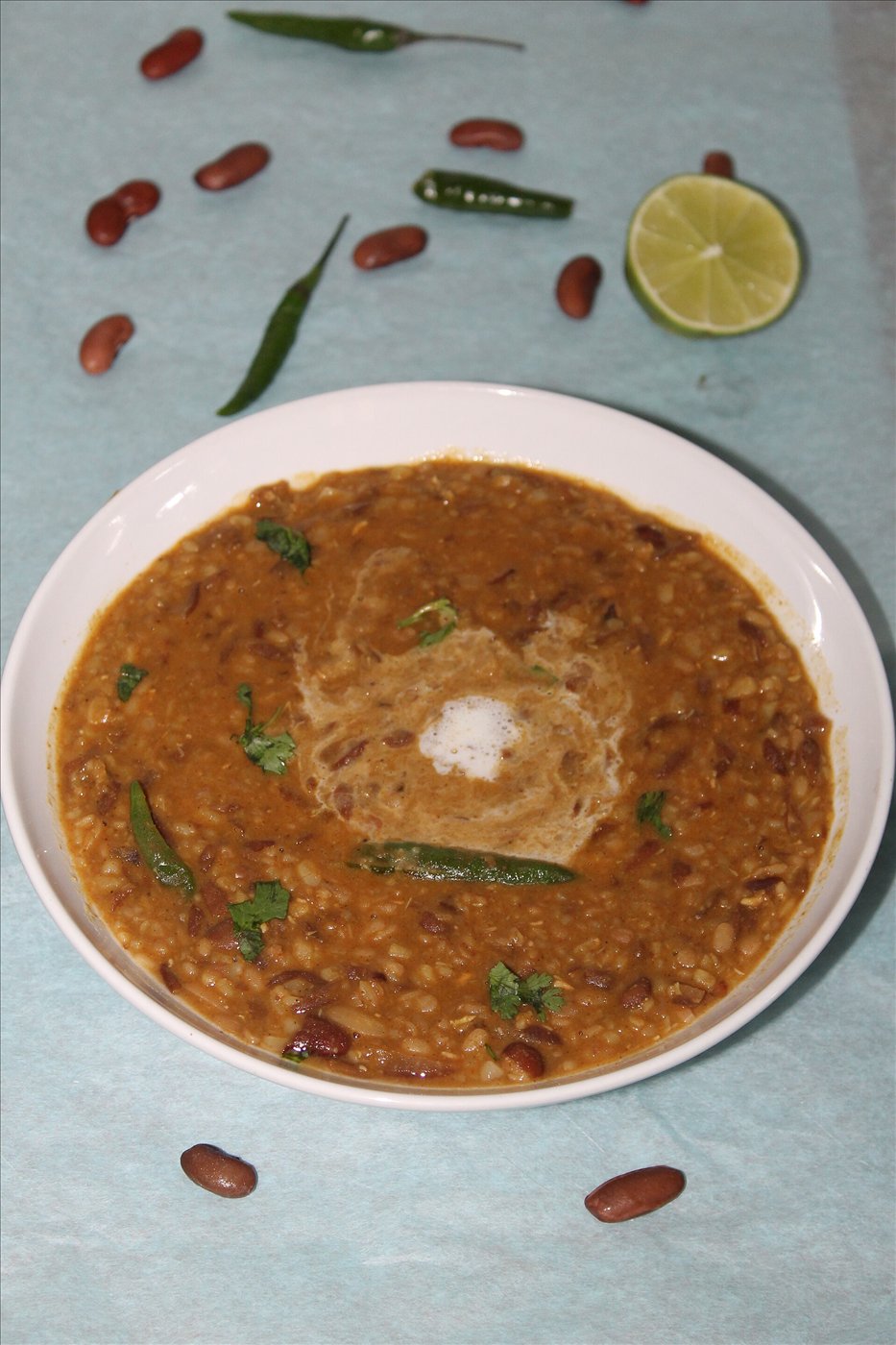 Dal makhani, creamy black lentils finished with butter and cream