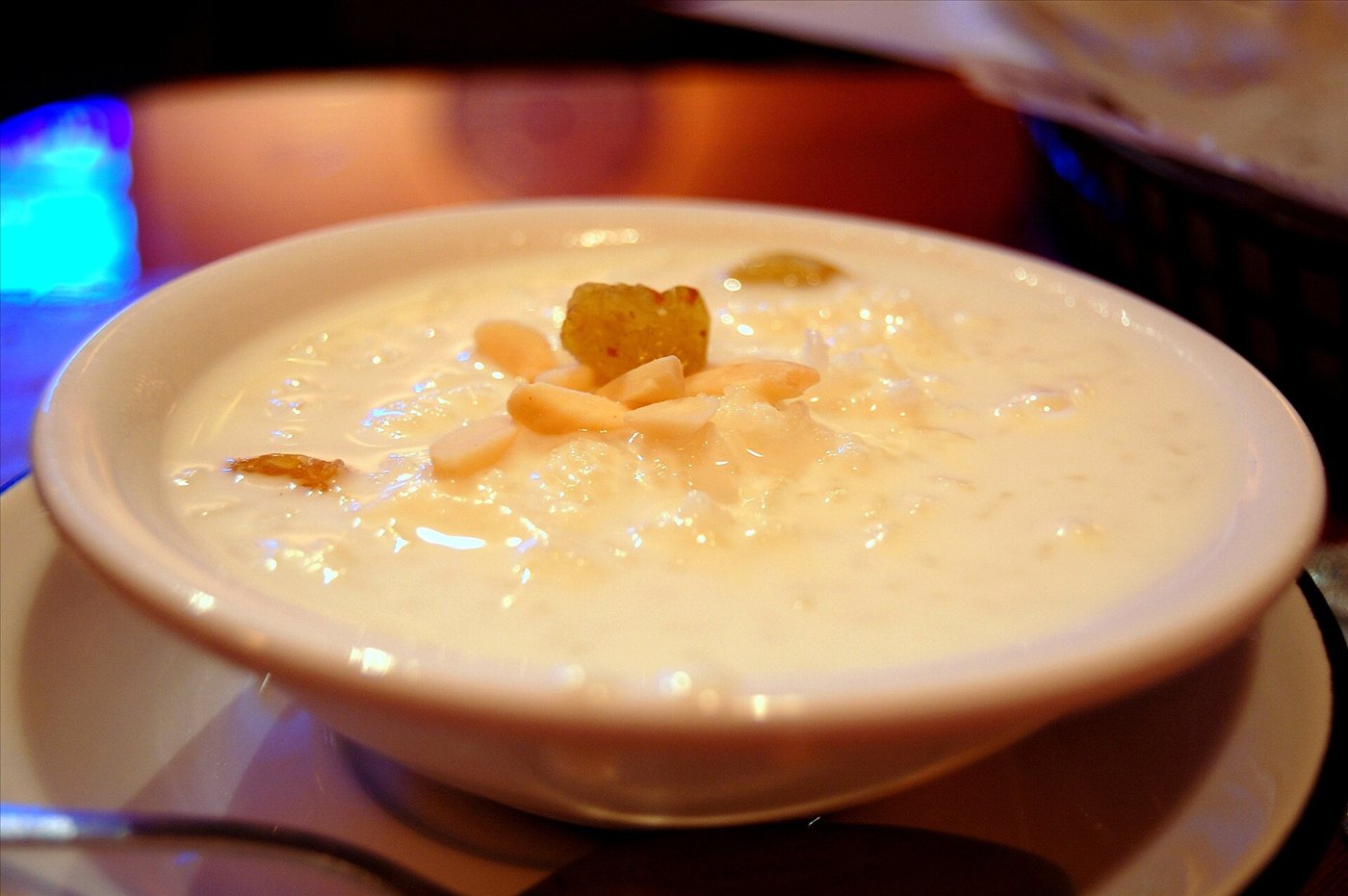 Kheer, Indian rice pudding garnished with nuts