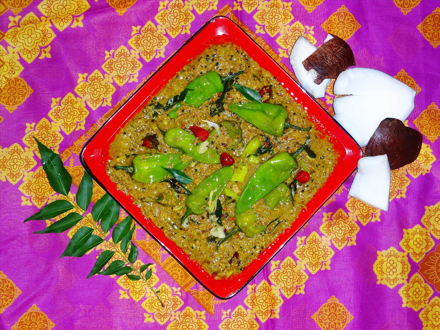 Mirchi ka salan, green chillies in a tangy peanut gravy